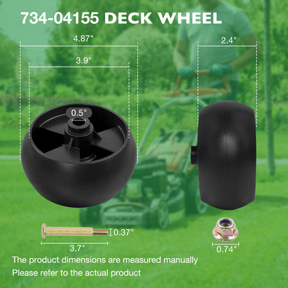 4x 734-0973 Lawn Mower Deck Roller Wheel Kit For Cub Cadet Craftsman 734-04155