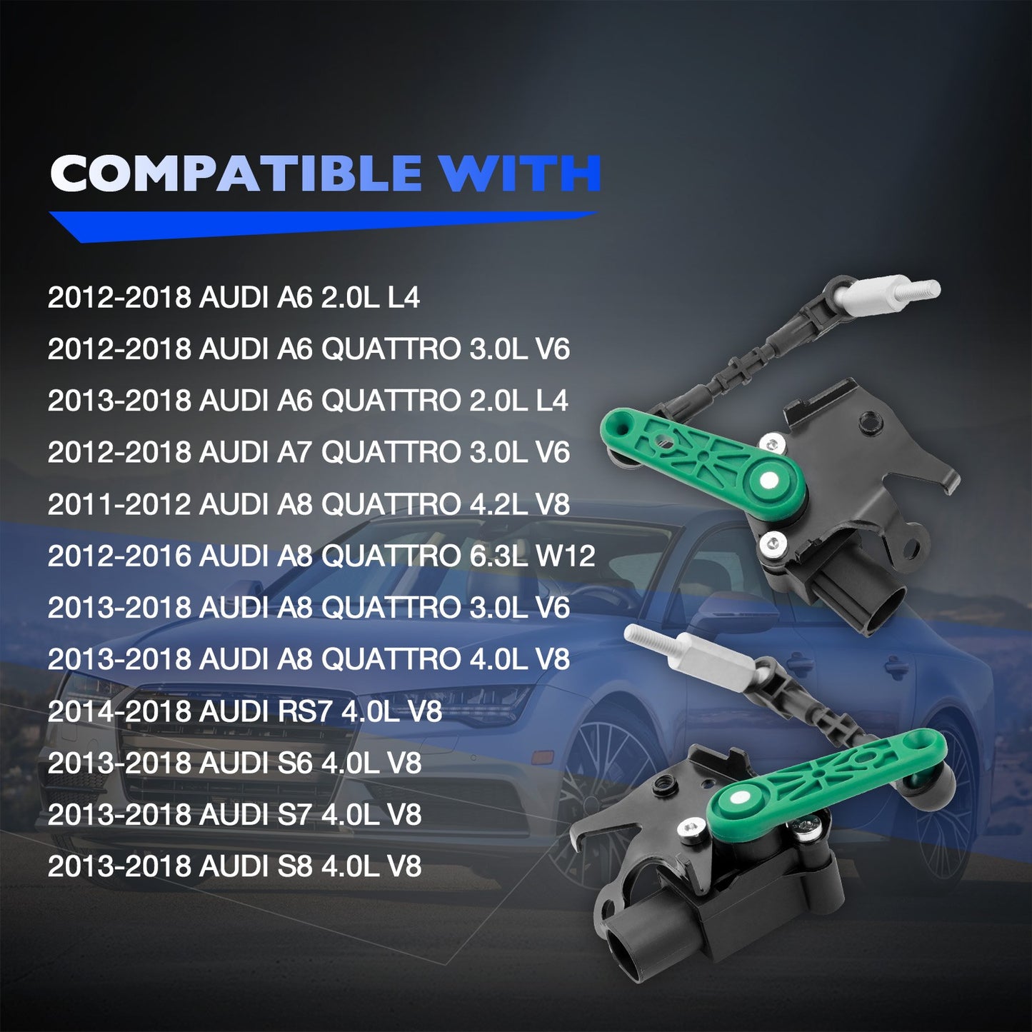 2x Front LH ＆ RH Air Suspension Height Level Sensors For 12-18 Audi A6 A8 S7 S8