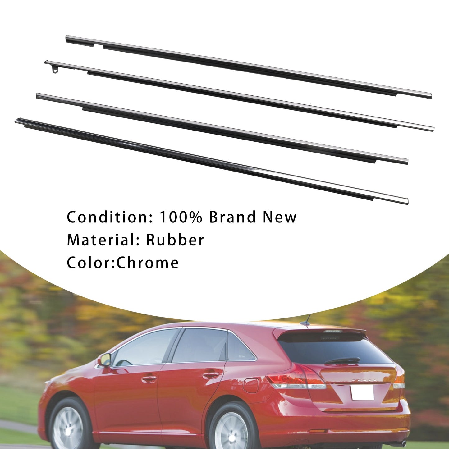 4pcs Chrome Outside Window Moulding Weatherstrip Seal For Toyota Venza 09-16 US