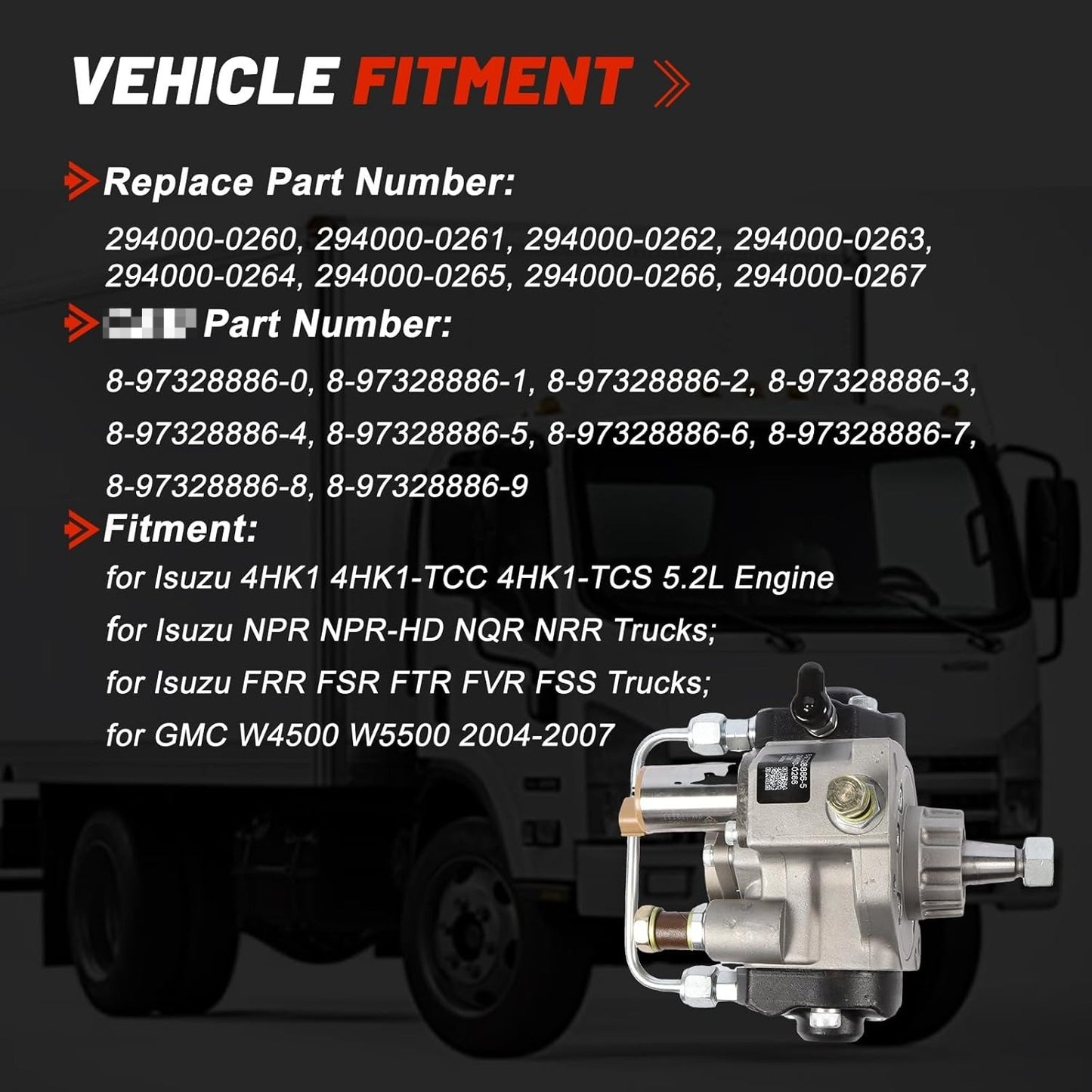 New Diesel Fuel Pump for Isuzu NPR 2004-2007 4HK1 5.2L 294000 Series