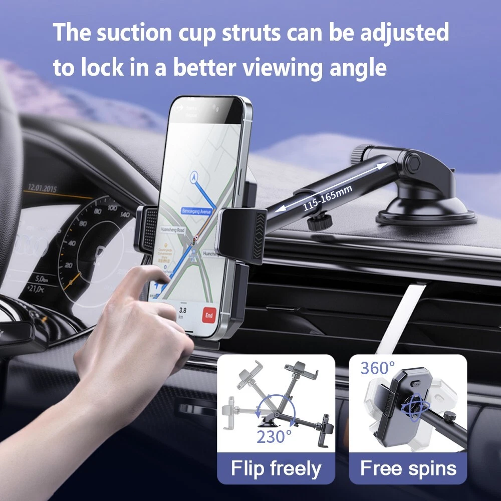 Phone Holder for Your Car, Strong Suction Cup Phone Mount for Dashboard