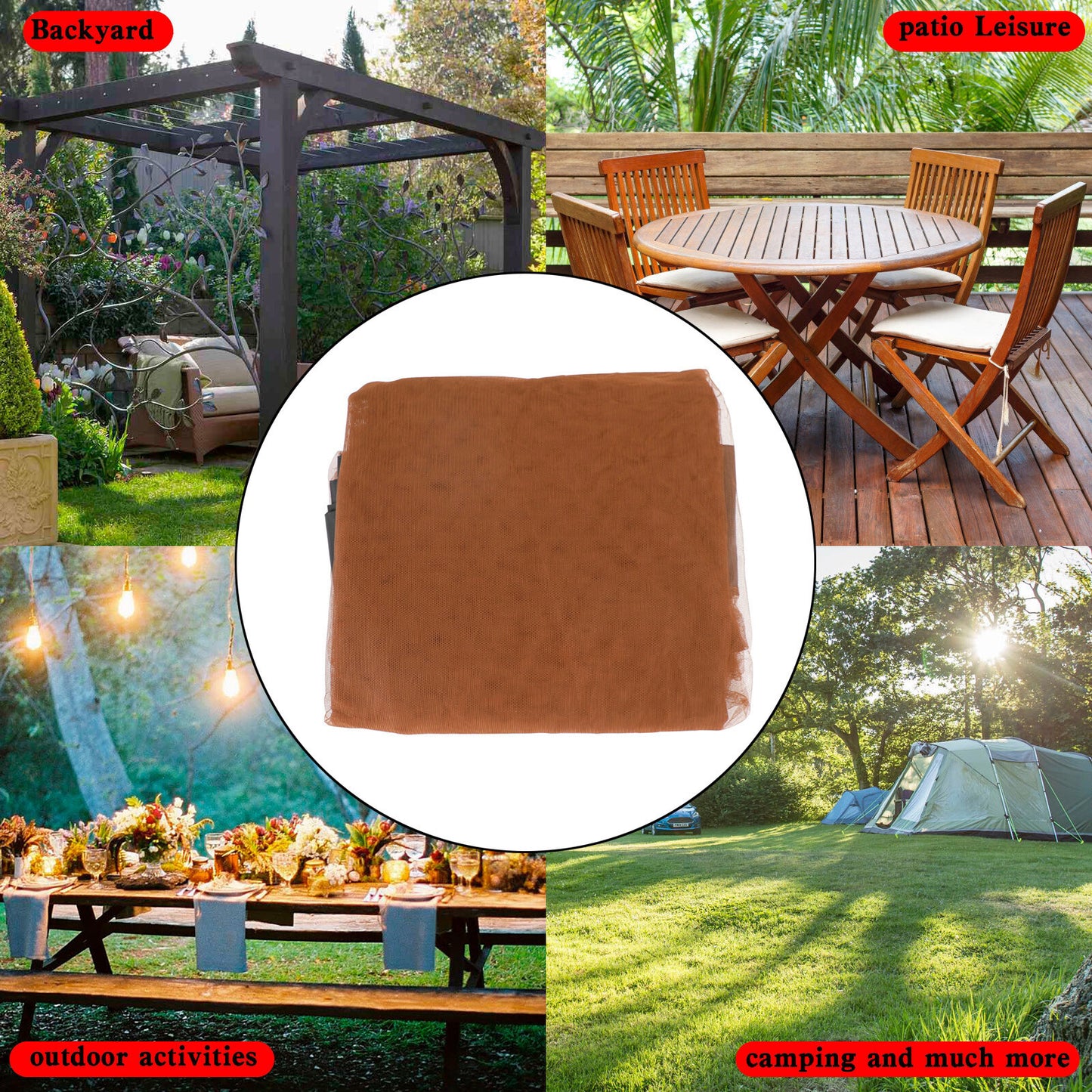 Patio Umbrella Bug Screen W/Zipper Door and Polyester Netting Mosquito Screen