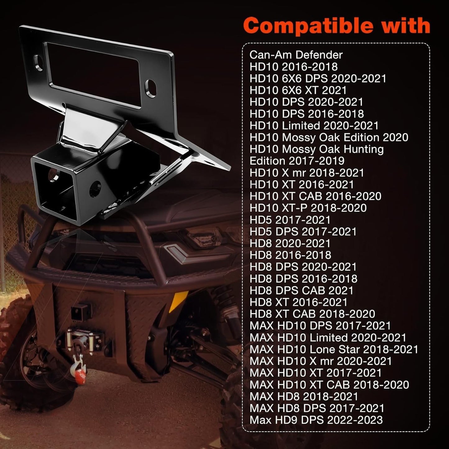 101720 Front Lower 2" Receiver Hitch For Can-Am Defender HD10 HD8 HD5 Heavy Duty
