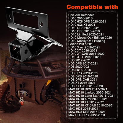 101720 Front Lower 2" Receiver Hitch For Can-Am Defender HD10 HD8 HD5 Heavy Duty