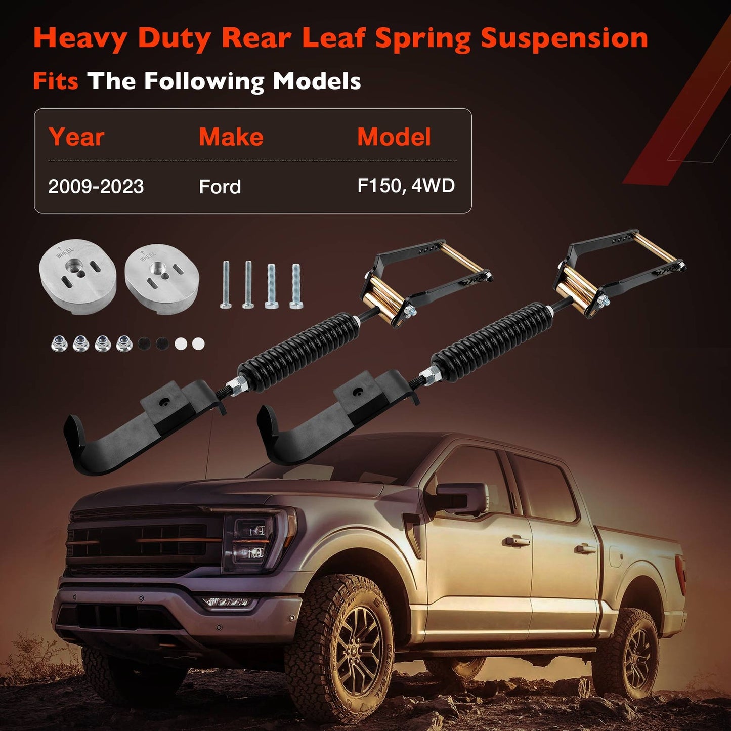 Rear Leaf Spring Suspension Heavy Duty Kit For 2009-2023 Ford F150 4WD 3611-YHD