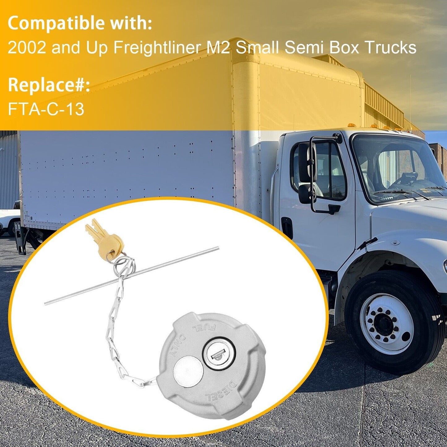 2 3/8" Locking Diesel Fuel Cap for 02 & Up Freightliner M2 Small Semi Box Trucks