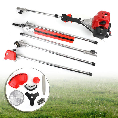 ??5 in 1 52cc Petrol Hedge Trimmer Chainsaw Brush Cutter Poleaw Outdoor Tools