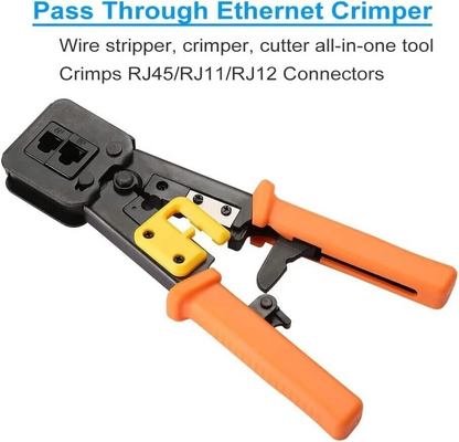 RJ45 Crimp Tool Pass Through Cat5 Cat5e Cat6 Crimping Tool for RJ45/RJ12 Regular