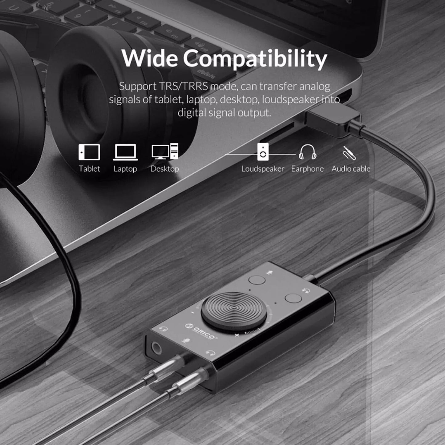 Black USB External Sound Card Virtual 7.1 Channel Adapter Plug For PC Laptop PS5