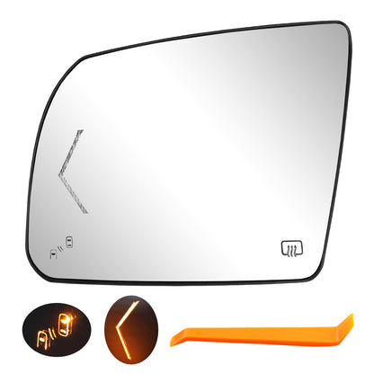 Left & Right Side Heated Mirror Glass w/ BSM Signal Kit For 07-20 Toyota Tundra