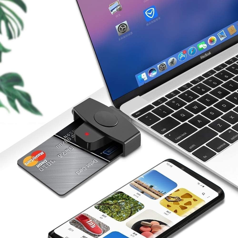 USB C Smart Card Reader, DOD Military CAC Common Access-Bank, for Windows Mac OS