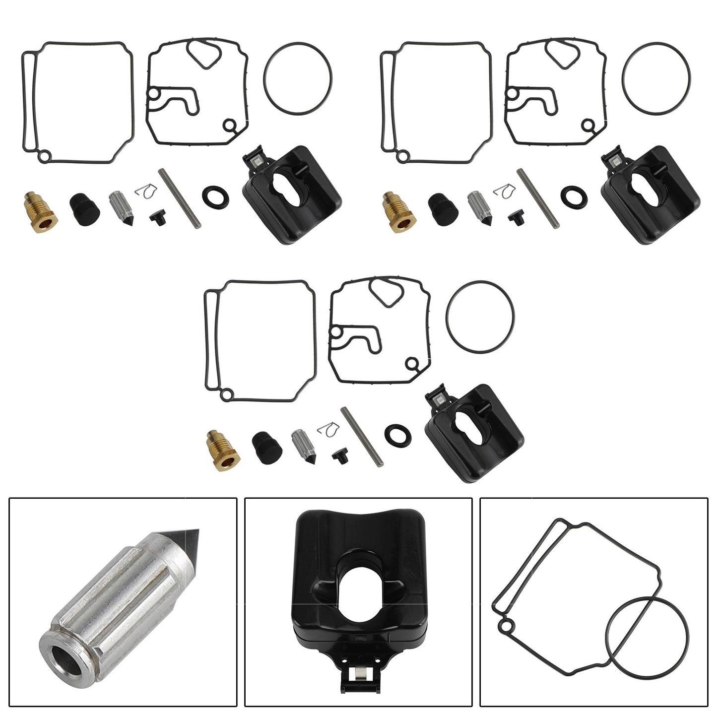 3X Carburetor Carb Rebuild Kit fit for Yamaha 3 Cyl 2.834 Bore 60HP 70HP 1992-06