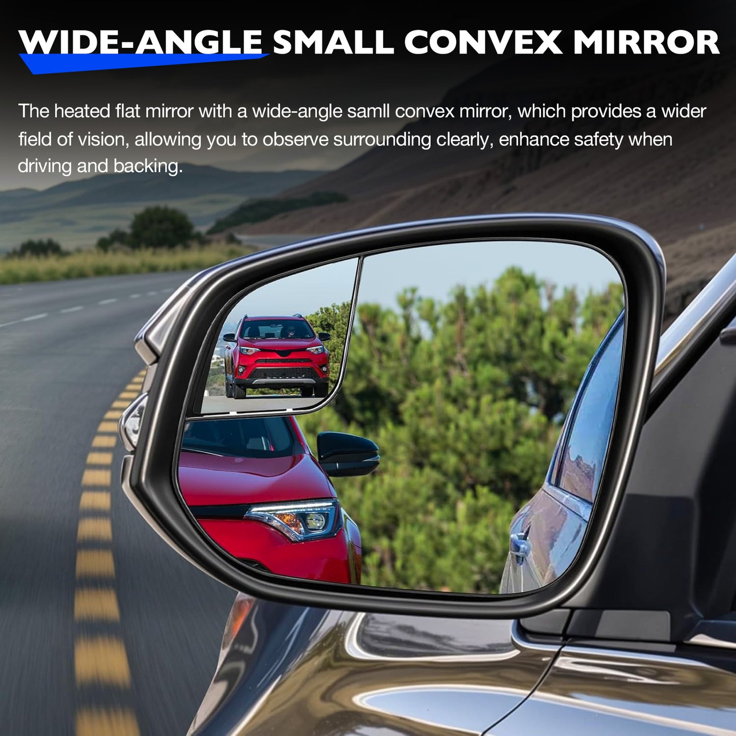 Left Driver Side Convex Mirror Glass w/ Power Heated For 2014-2020 Toyota Sienna