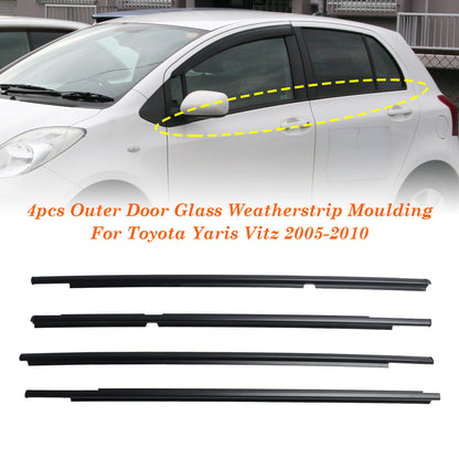 4pcs Outer Door Glass Weatherstrip Moulding For Toyota Yaris Vitz 2005-2010 US