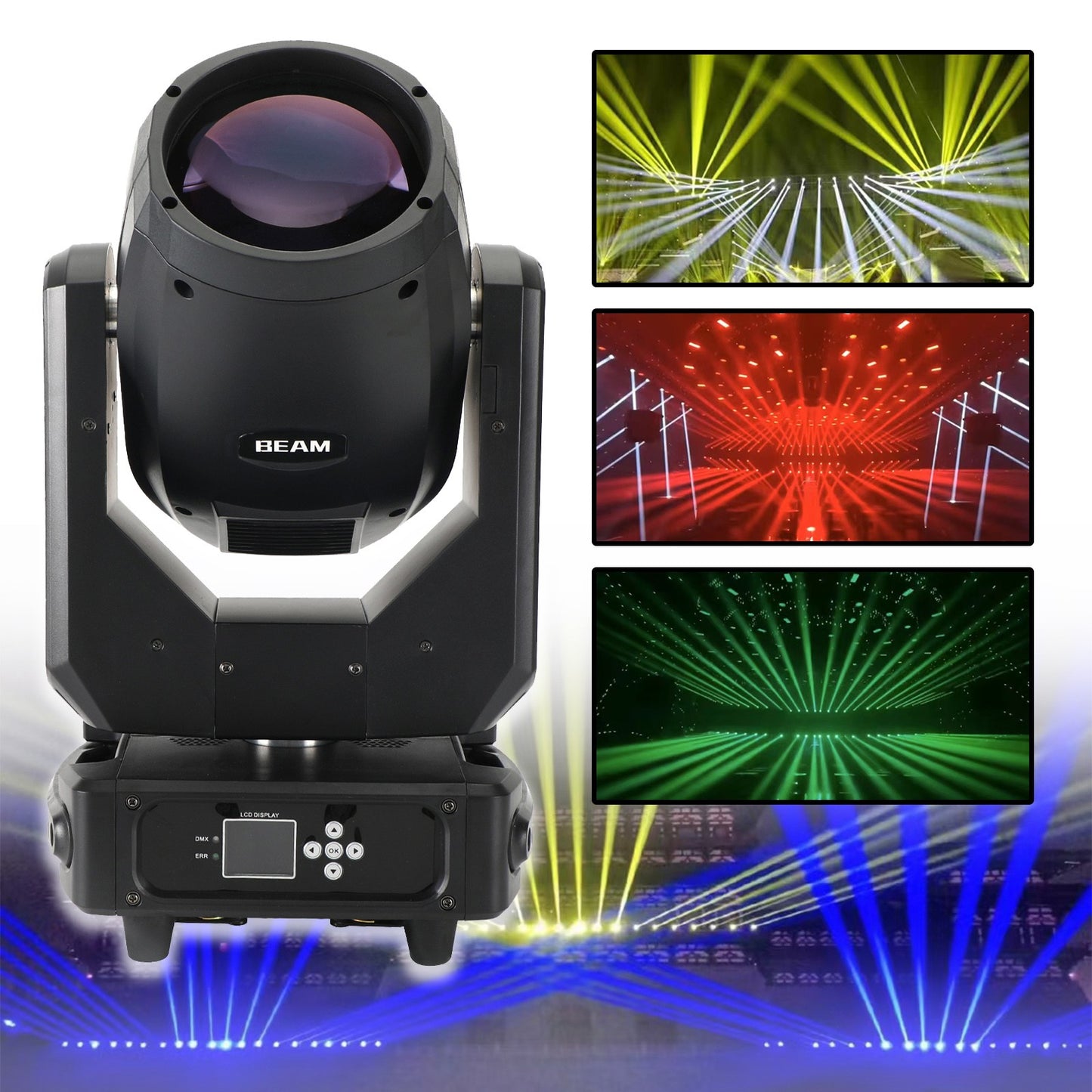 250W 8R Rainbow 3In1 Moving Head Light Double Prisms Gobo Wash DJ Stage_Lighting