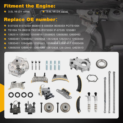 Timing Chain w/ Water Pump Kit For 07-15 Chevy Colorado Camaro GMC Acadia 9-0753
