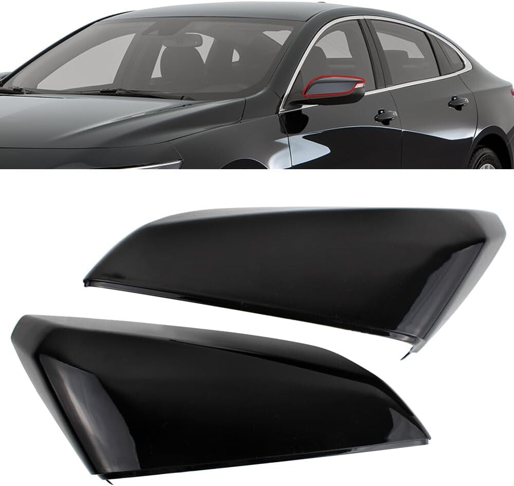 Driver & Passenger Side Mirror Cover Cap Glossy For Chevrolet Malibu 2016-2020