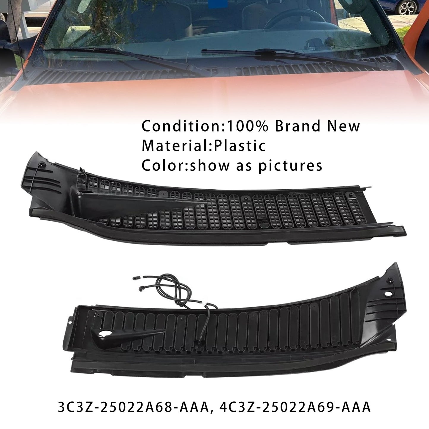 Windshield Wiper Cowl Vent Grille 3C3Z25022A68 For Ford F250 F350 1999-2007