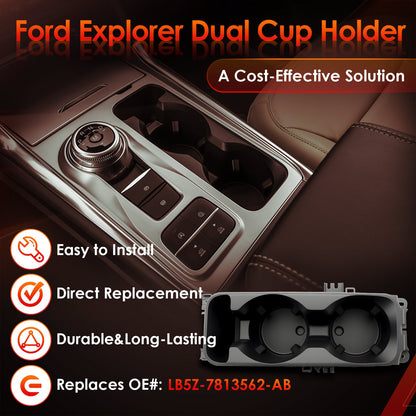 LB5Z-7813562-AB Center Dual Cup Holder Fit Ford Explorer Dual Cup Holder 2020-25