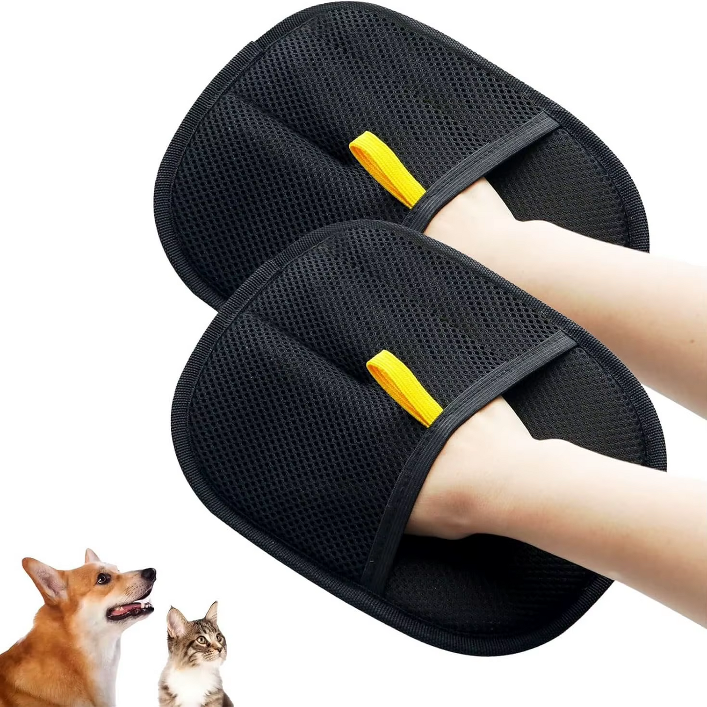 2 PCs Electrostatic Pet Hair Removal Gloves Reusable Pet Grooming Gloves Brush