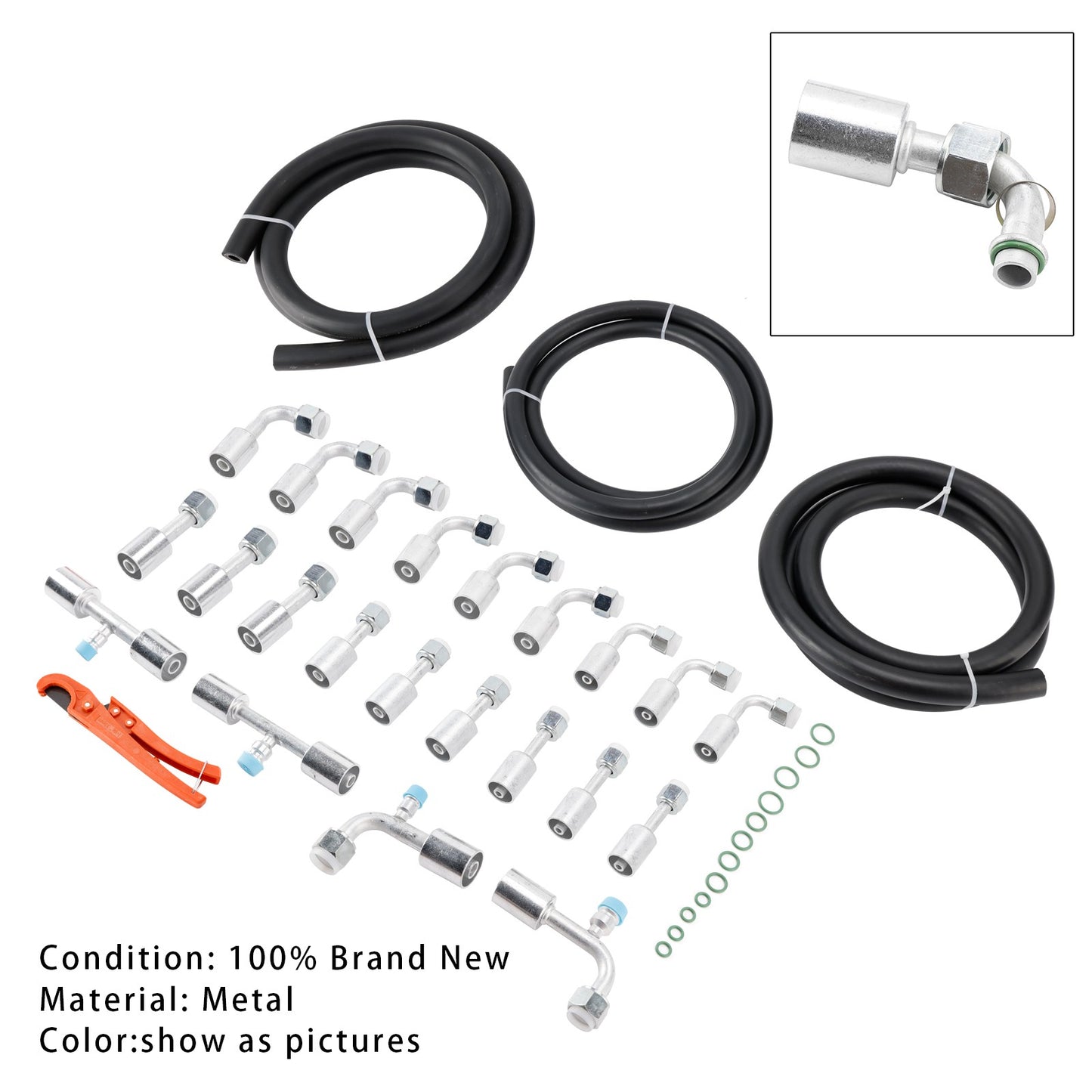 26PCS 9.5ft Air Conditioning Hose and Fitting Kit Includes 9.5ft #6#8#10 AC Hose