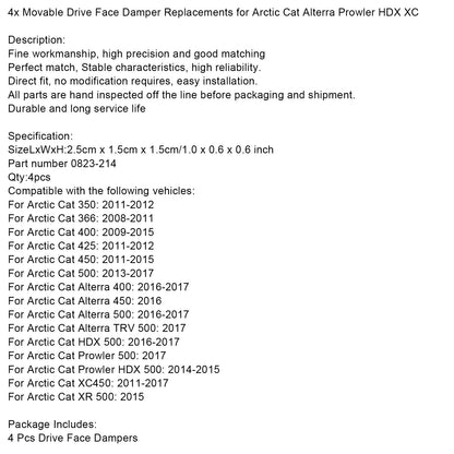 4x Movable Drive Damper Replacements for Arctic Cat Alterra Prowler HDX XC