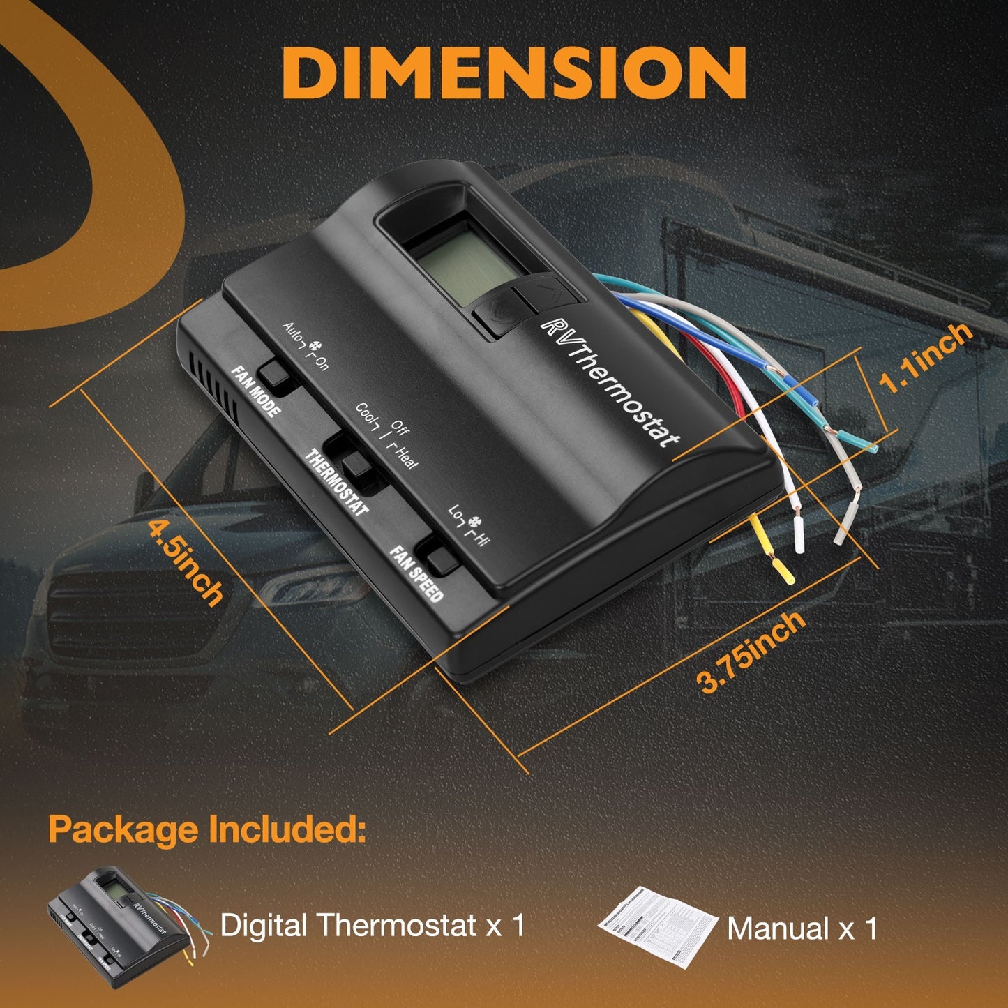 83303862 RV Digital Thermostat For Coleman Mach Air Conditioners 8330-337 Black