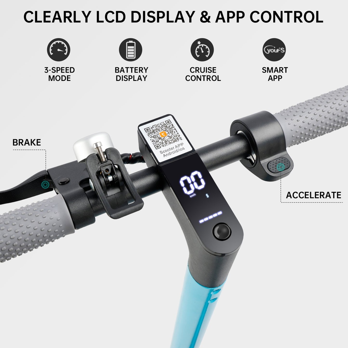 8.5" Folding E-Scooter W/ app 350W 35KM Range 30km/h City Commute blue