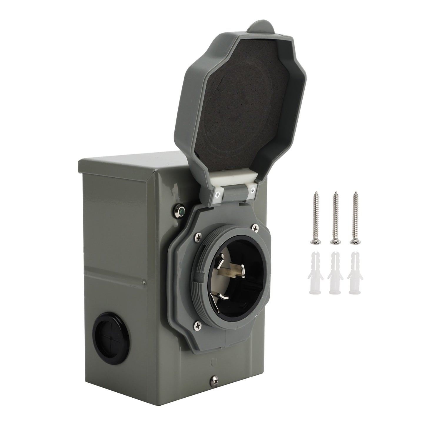 RV 50 Amp Power Inlet Box Receptacle 3 Prong Locking Plug with LED Light