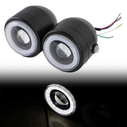 Black Twin Headlight Motorcycle Double Dual Lamp Street Fighter Universal