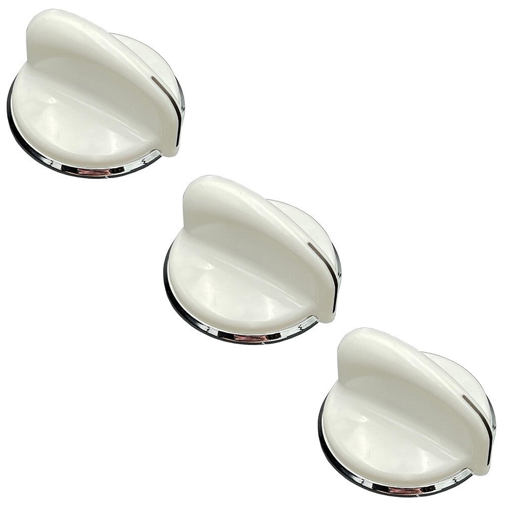 Solid Spare (3) Washer Knob for GE Kenmore White Silver Control