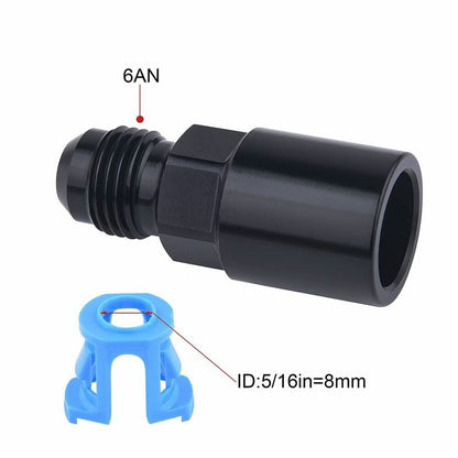 6AN Male to 5/16" SAE Quick-Disconnect Female Push-On EFI Fuel Rail Fitting 2PCS