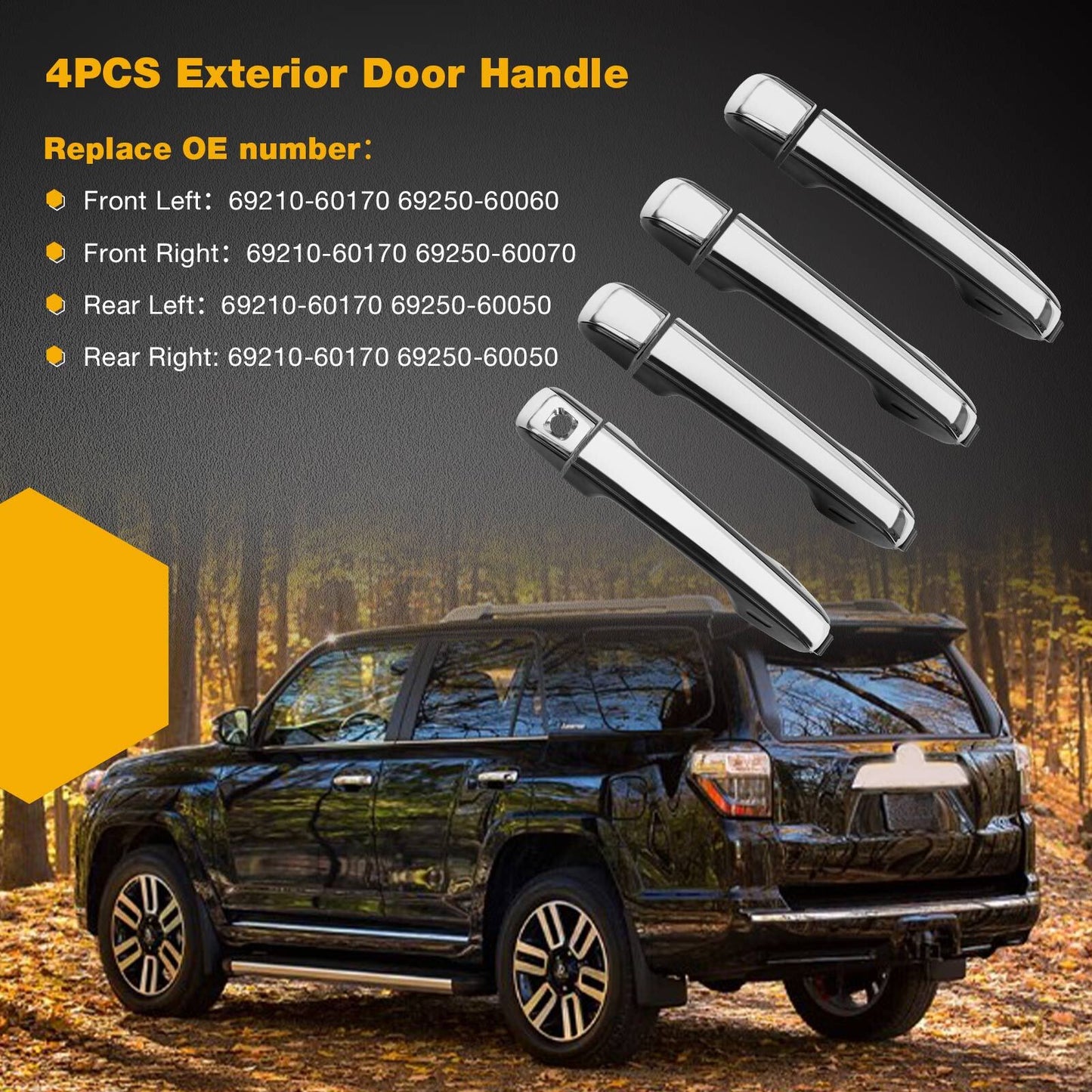Exterior Door Handle Driver Passenger Side For 10-21 Toyota 4Runner Lexus GX460
