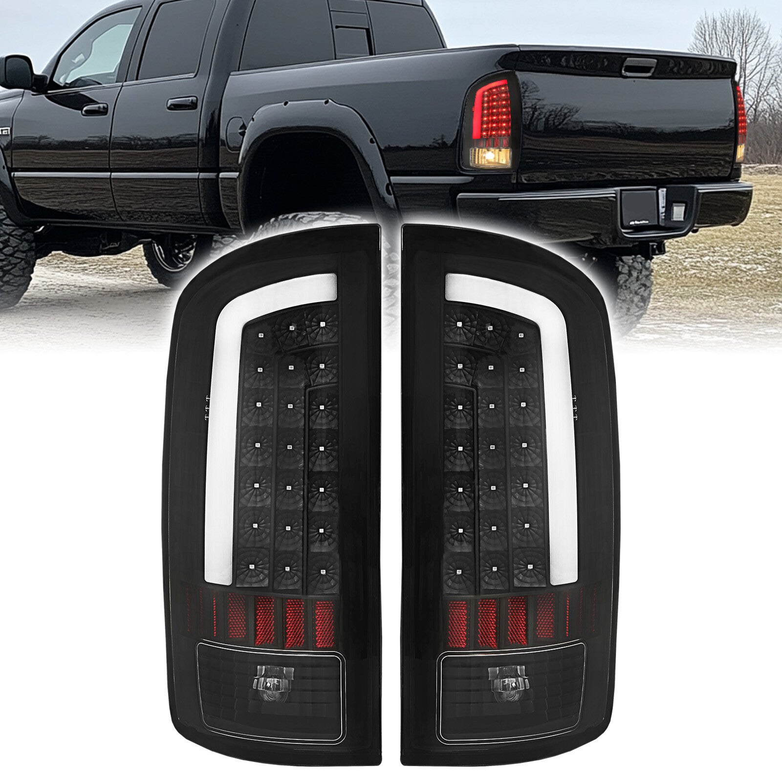 Solid Spare For 2002 2003-2006 Dodge Ram 1500 2500 3500 LED Tail Lights Brake Lamps Clear