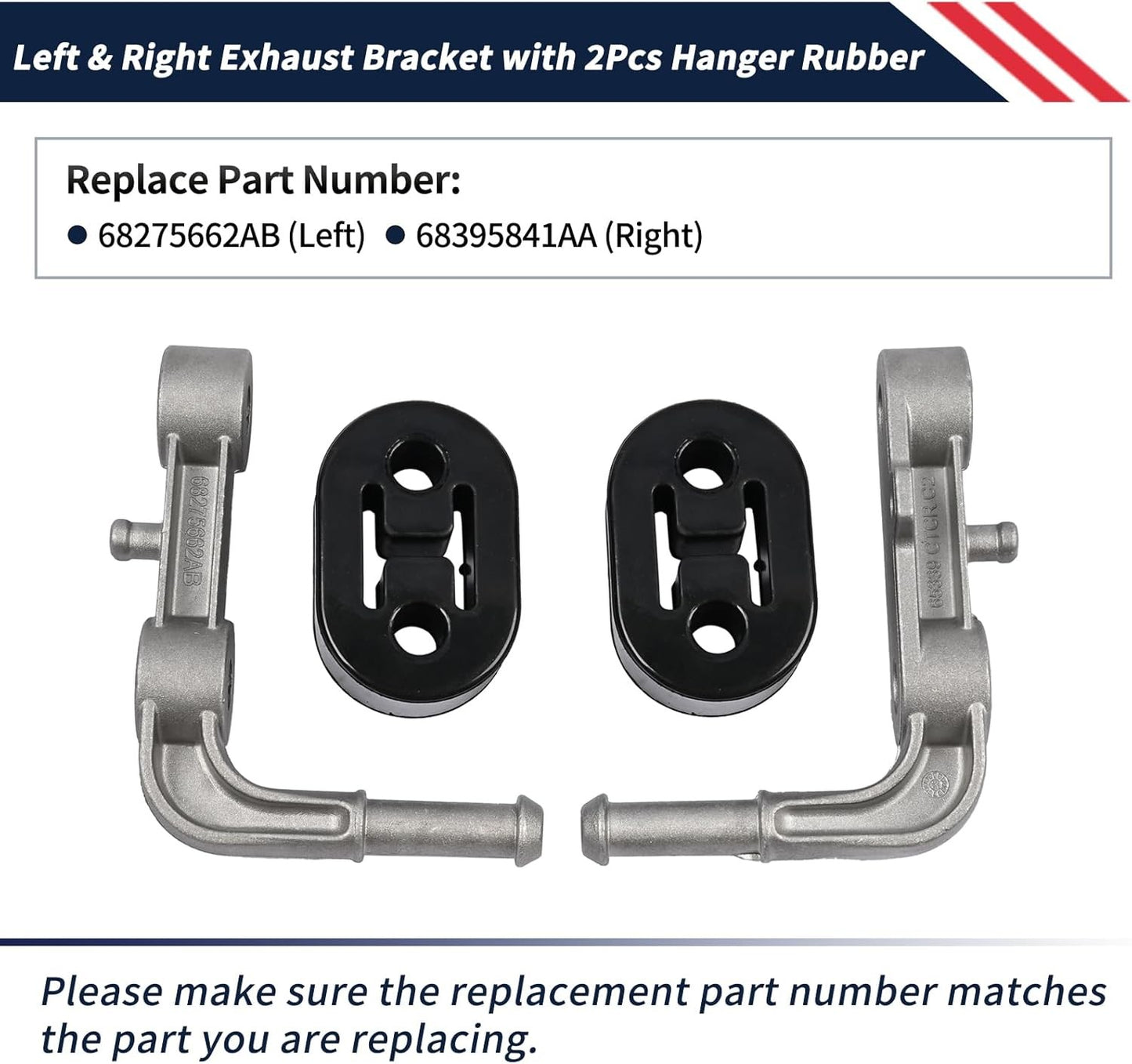 Rear Left Right Exhaust Bracket Muffler Support Assy For 2019-25 Dodge Ram 1500