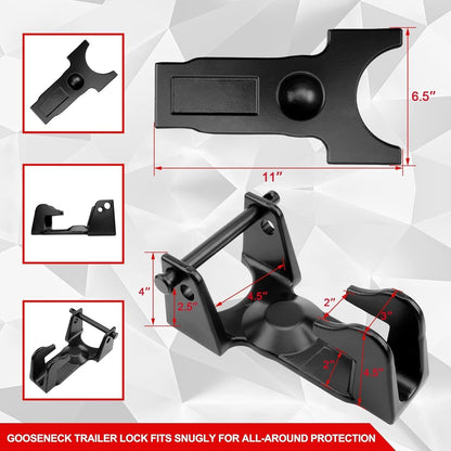 Black Gooseneck Trailer Lock w/ key lock for RVs, Livestock Haulers, Trailers
