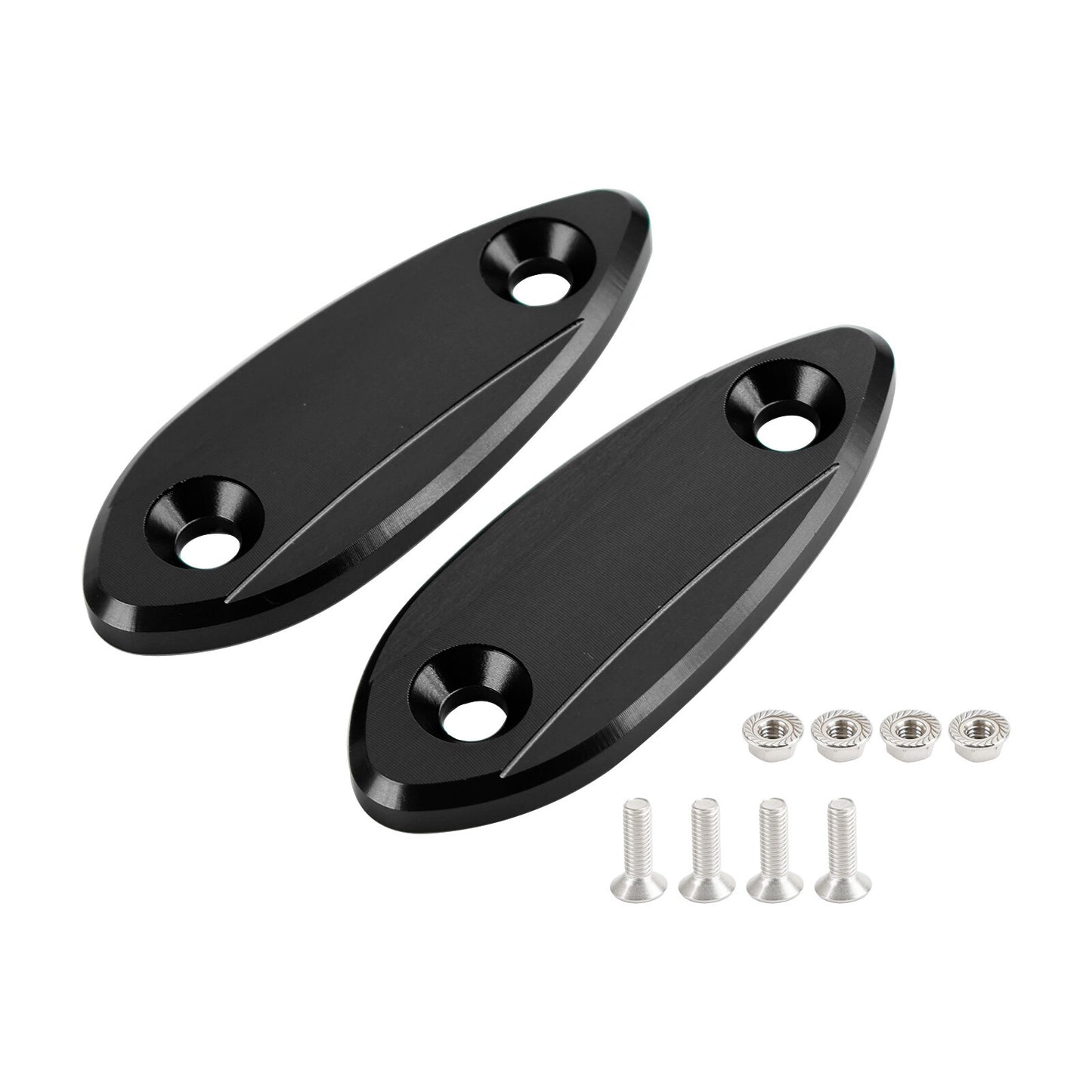 Black mirror delete blanking block off plates fits Kawasaki ZX-6R ZX6R 2009~2012
