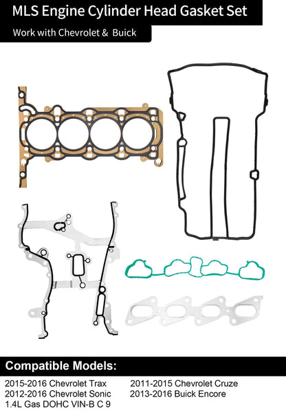 1.4 Turbo Head Gasket Kit w/ Bolts For 11-16 Chevy Cruze Sonic Trax Buick Encore