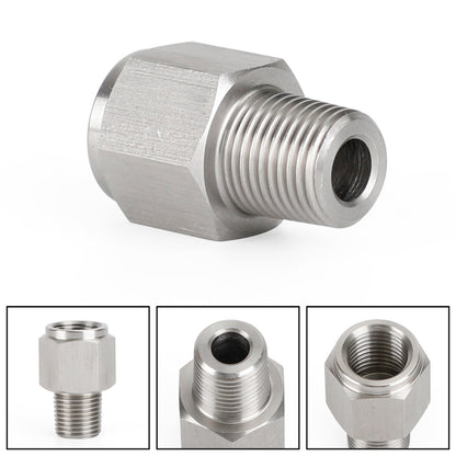1/8" NPT Male to M10x1.0 Female Stainless Steel Oil Pressure Gauge Adapter V1