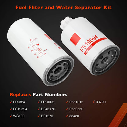 FF5324 FS19594 Diesel Fuel Filter Kit For Dodge Ram 2500 3500 Cummins Engine
