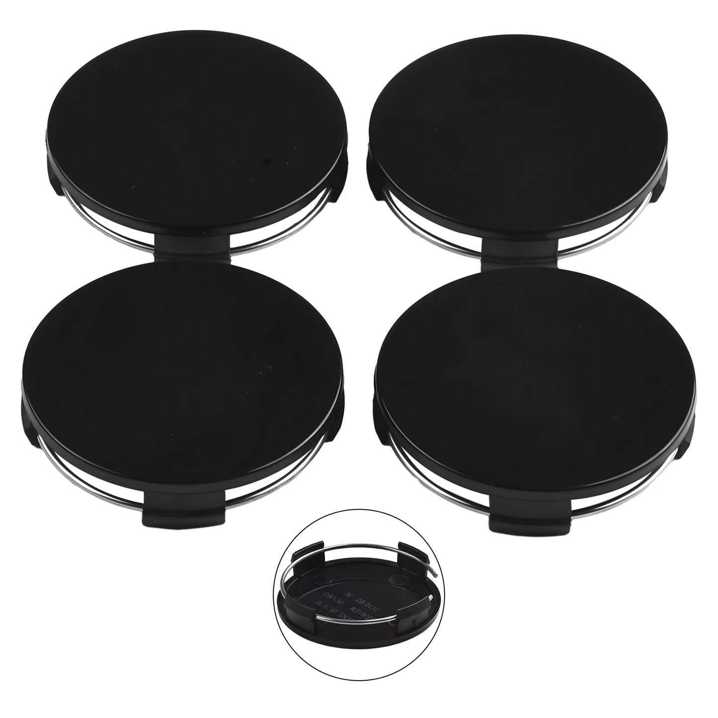 Universal 65mm Dia 4 Clips Auto Wheel Tyre Center Hub Caps Cover Black Pack of 4
