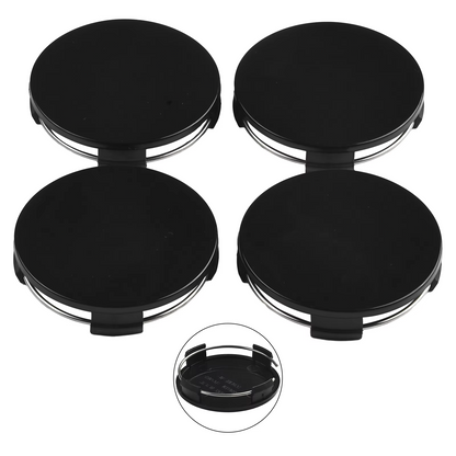 Universal 65mm Dia 4 Clips Auto Wheel Tyre Center Hub Caps Cover Black Pack of 4
