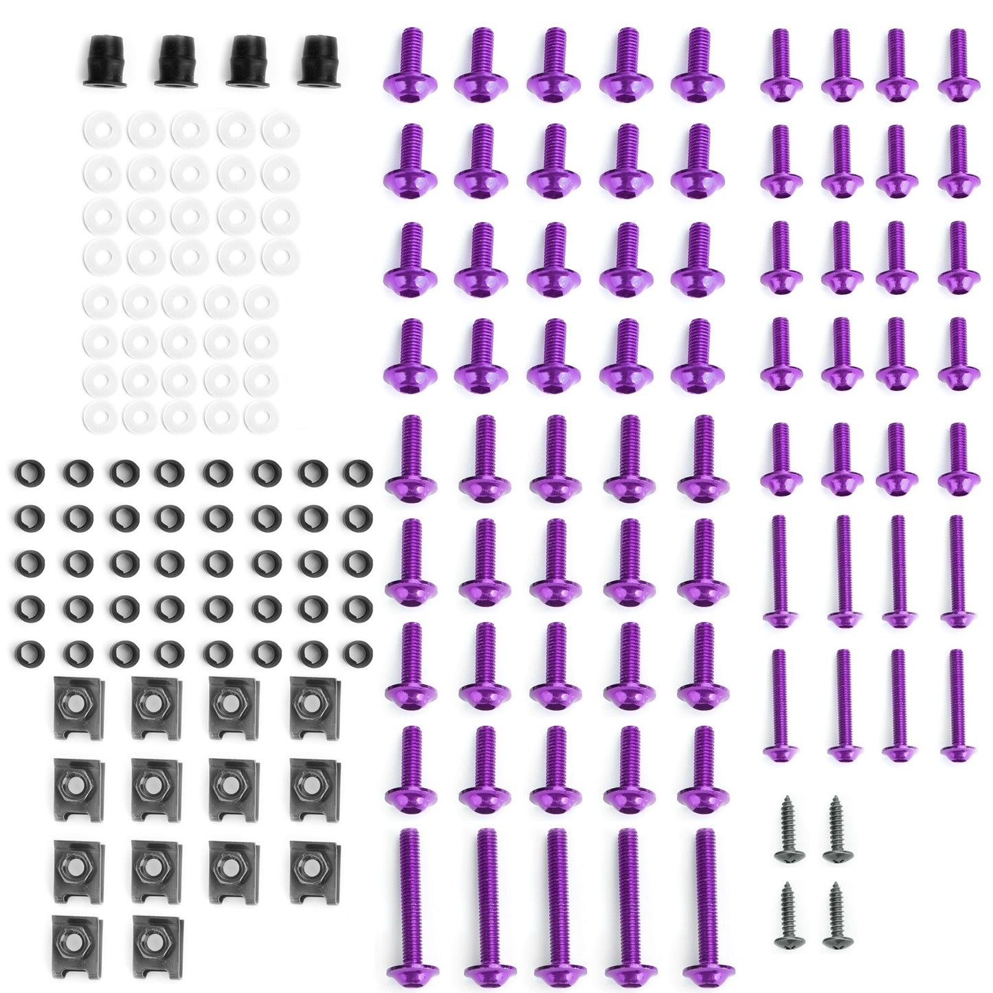 177x Fairing Fender Fastener Kit Body Screws Bolts Washers Motorcycle Purple
