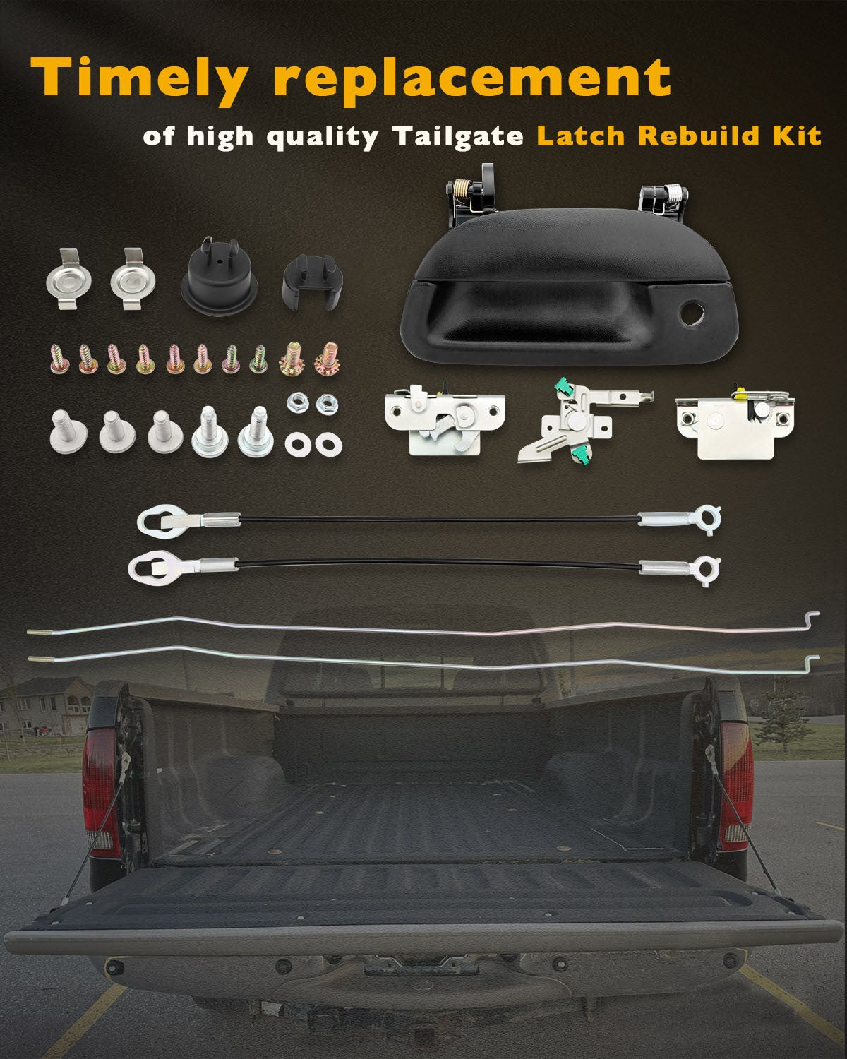 Tailgate Latch Rebuild Kit Bezel For 1997-2007 Ford F-150 F-250 F-350 Super Duty