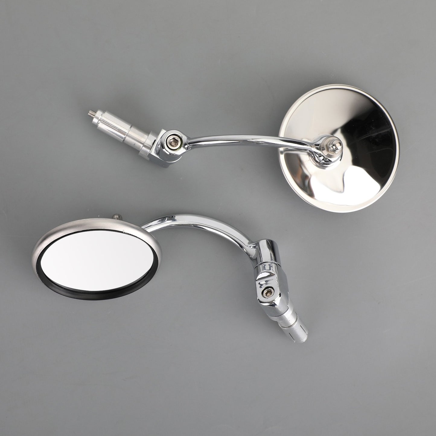 Chrome Round Rearview Mirrors Bar End Mirror for Motorcycle Chopper Cafe Racer