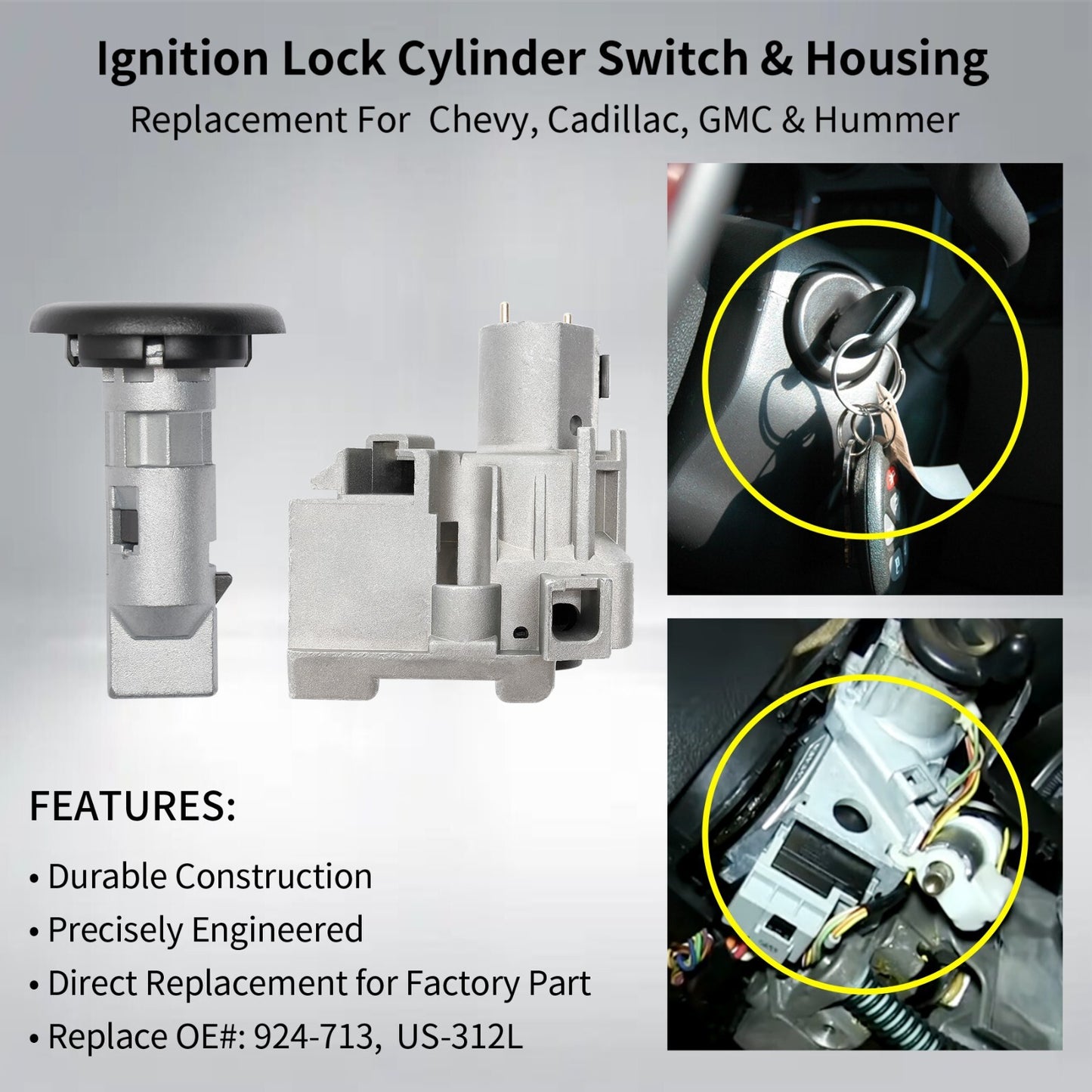 Ignition Lock Cylinder Switch & Housing for 2000-07 Chevy Silverado GMC Sierra
