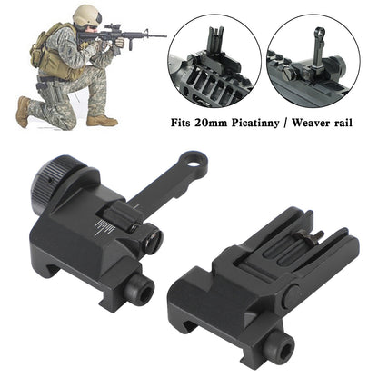 Folding Back Up Iron Sight Flip Up Front Rear Set Picatinny Rail KAC300