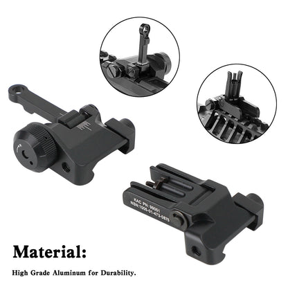 Folding Back Up Iron Sight Flip Up Front Rear Set Picatinny Rail KAC300