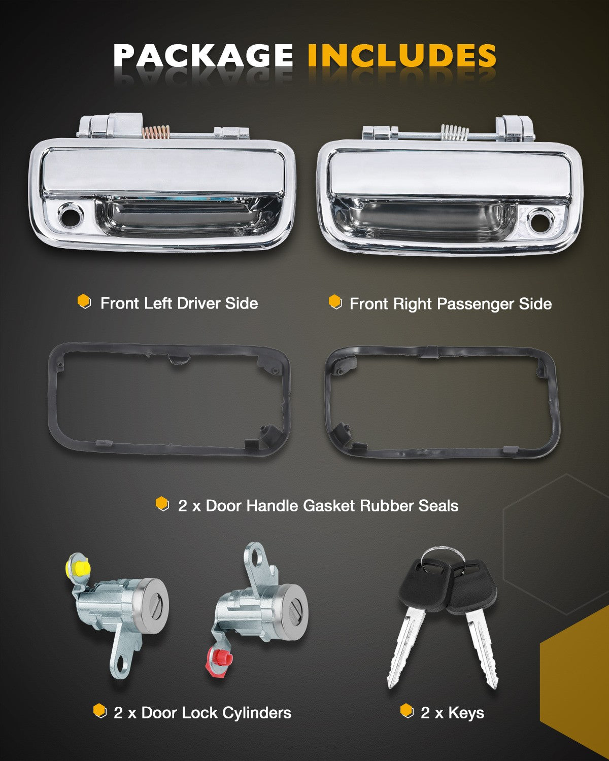 2Pcs Front Exterior Door Handles w/ Lock Cylinders For 95-12 Toyota Tacoma Hilux