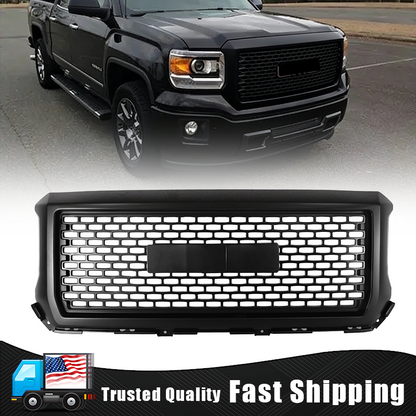 Front Upper Bumper Grille Matte Black For GMC Sierra 1500 2014 2015 Denali Style